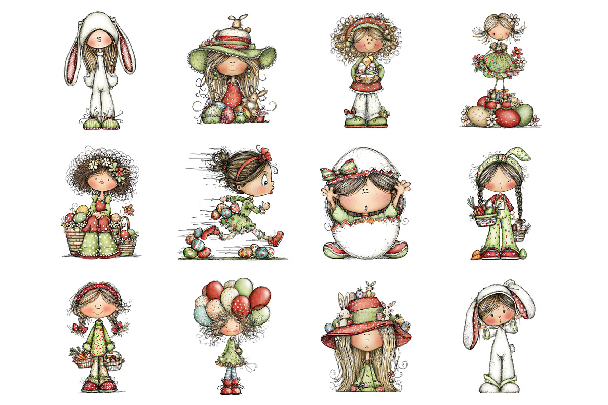 Easter Girl Clipart, an Illustration by Design Market (Photo 3 of 3)