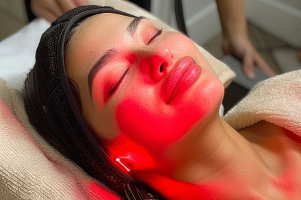 A woman having a facial mask applied, a Photo by Iftikhar Alam