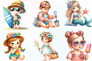 Watercolor Summer Beach Kids Clipart, an Illustration by CraftArtStudio (Thumbnail 2 of 6)