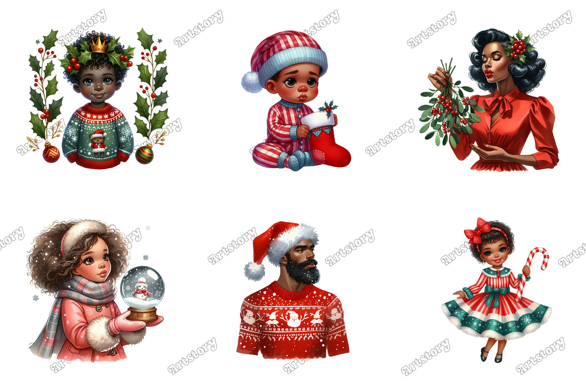Christmas African American Clipart, an Illustration by designcity5 (Photo 2 of 5)