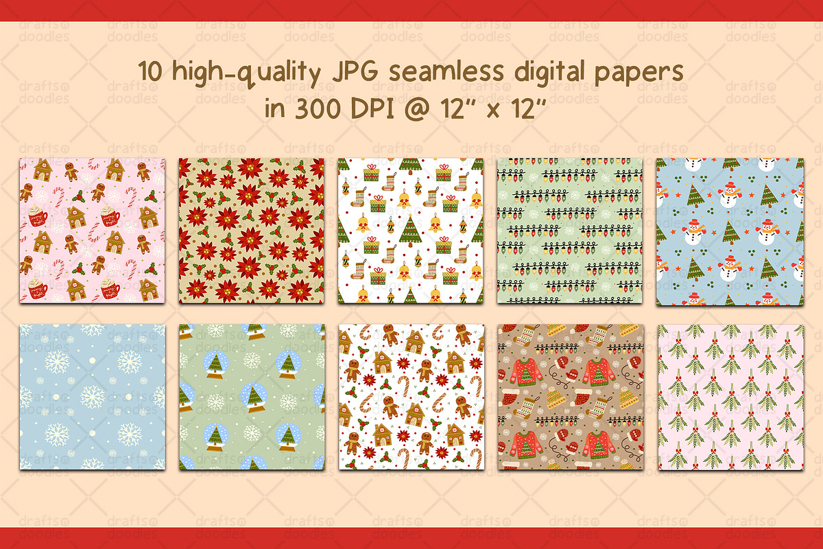 Christmas Doodles Graphic Set, a Pattern Graphic by Drafts n Doodles (Photo 4 of 6)