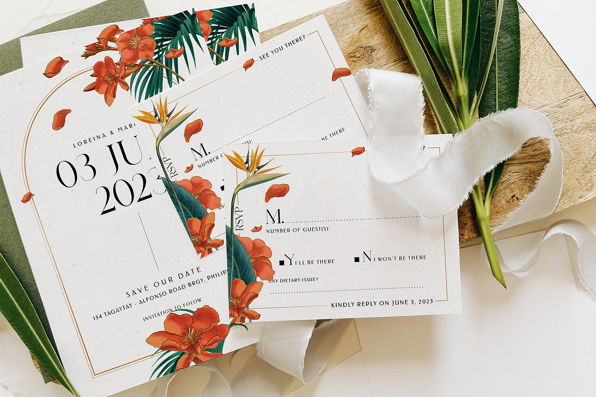 Fancy Tropical Wedding Suite, an Invitation Template by BlueRobinDesignShop (Photo 3 of 13)