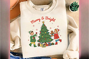 Merry & Bright, Retro Christmas PNG, an Illustration by DreamArtGraphic (Thumbnail 1 of 5)
