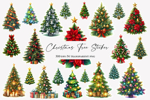 Christmas Tree Sticker Clipart, an Illustration by Designworld