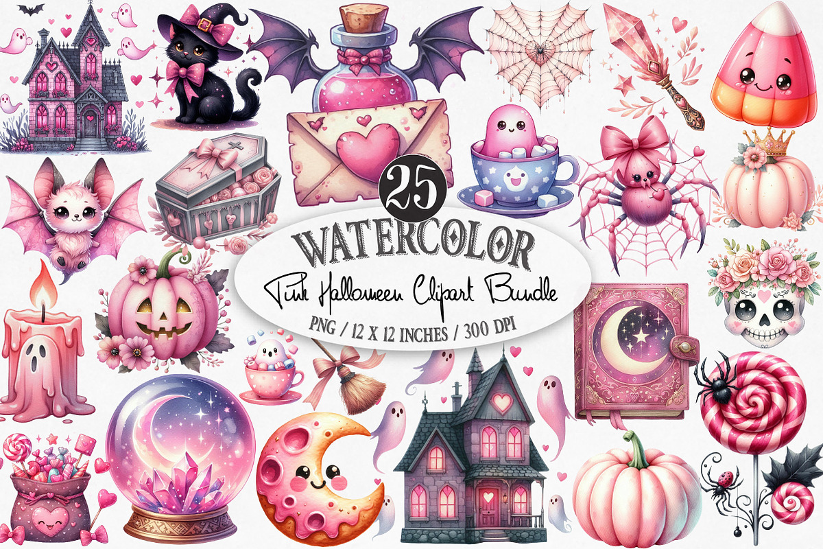 Pink Halloween Sublimation Clipart, an Illustration by Designking (Photo 1 of 4)