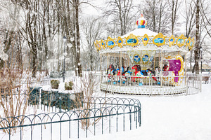 Vintage empty carousel in winter, an Arts & Entertainment Photo by BOOCYS