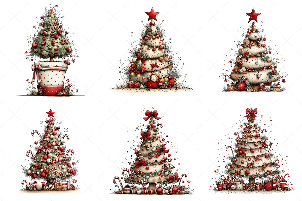 Whimsical Christmas Tree Clipart Png, an Illustration by Craft Nest (Photo 8 of 10)