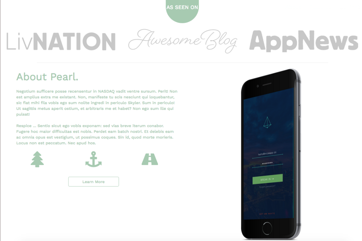Pearl. | An Elegant App Landing Page, an App Template by AsOfLatte (Photo 2 of 4)