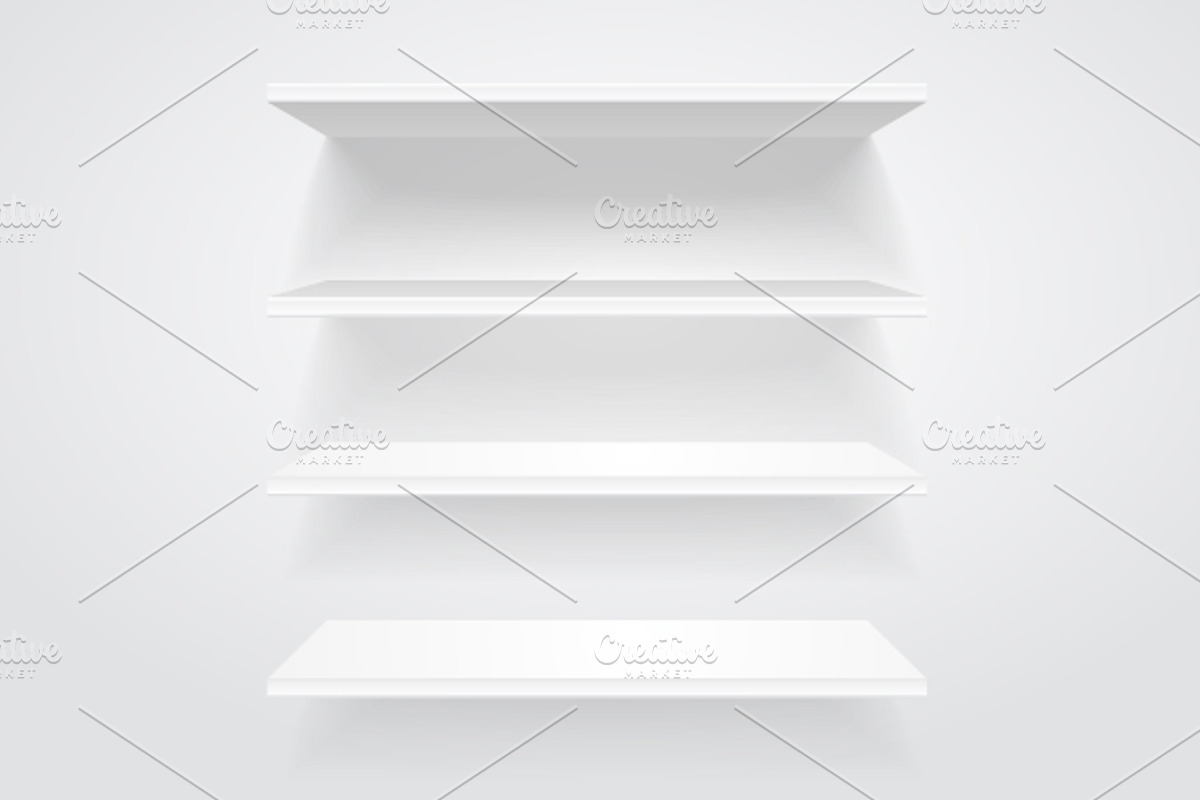White shelves. Vector.