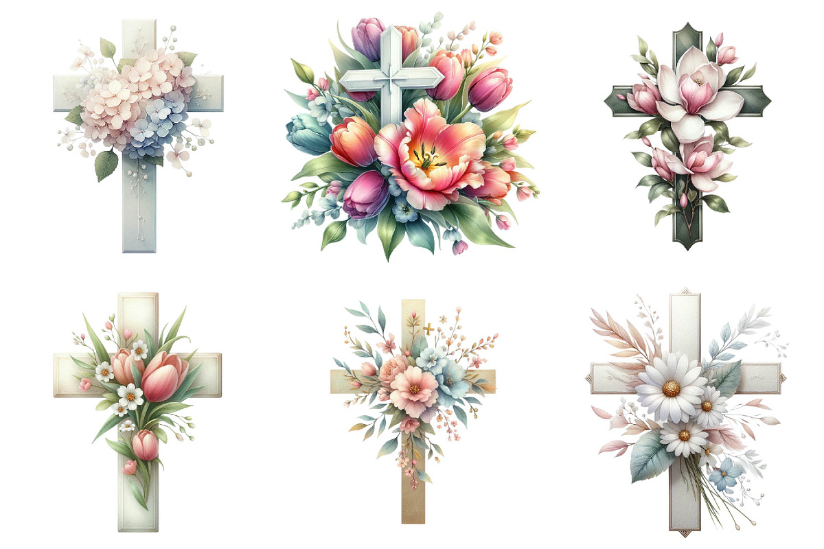 Floral Easter Cross Clipart, an Illustration by DreamPrint404 (Photo 2 of 6)