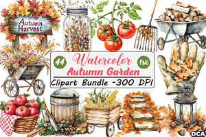 Autumn Garden Clipart, an Illustration by DreamCafeArt