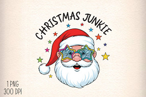 Retro Christmas Junkie Santa PNG, an Illustration by Daily.Designs