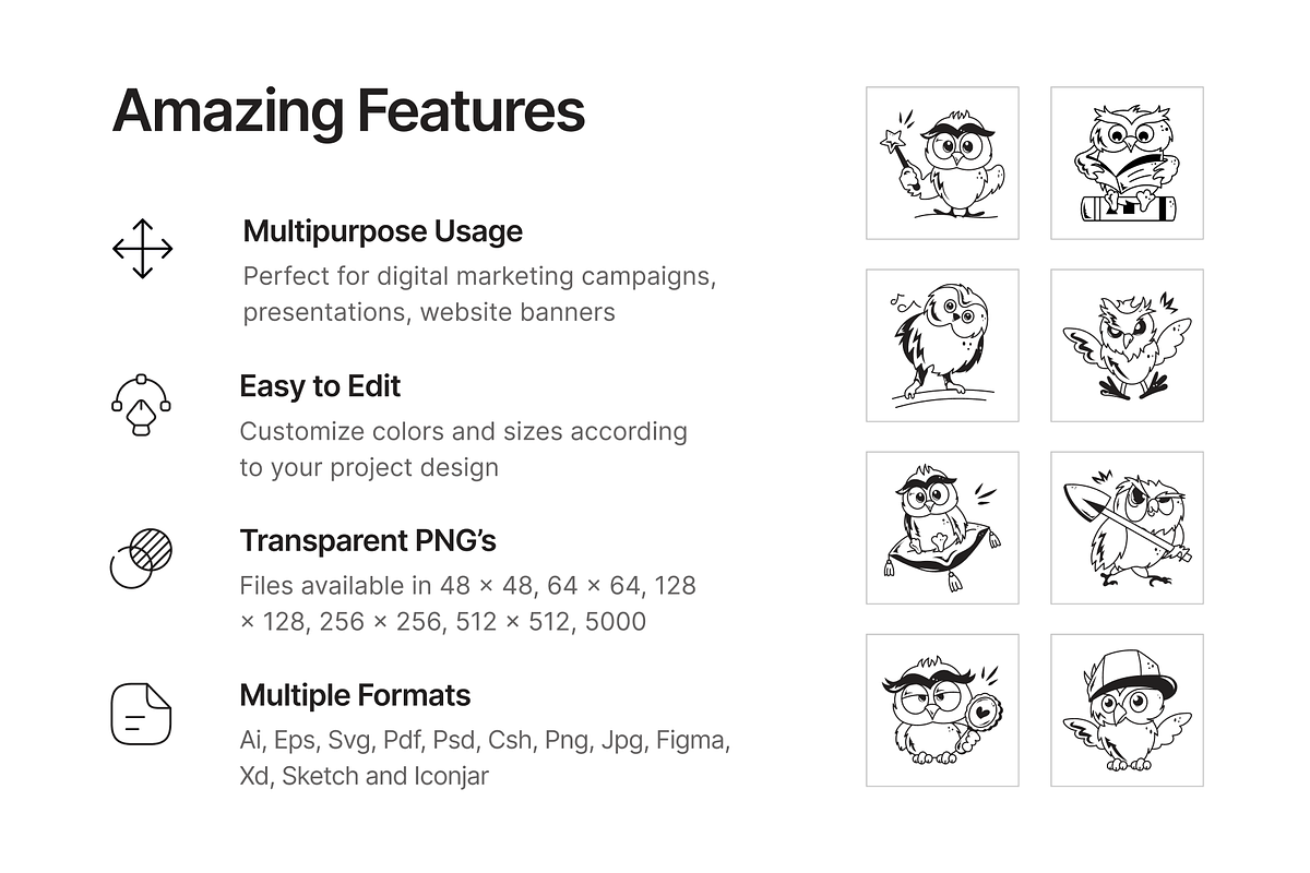 Owl Icon Set, a Solid Icon by Prosymbols (Photo 2 of 6)