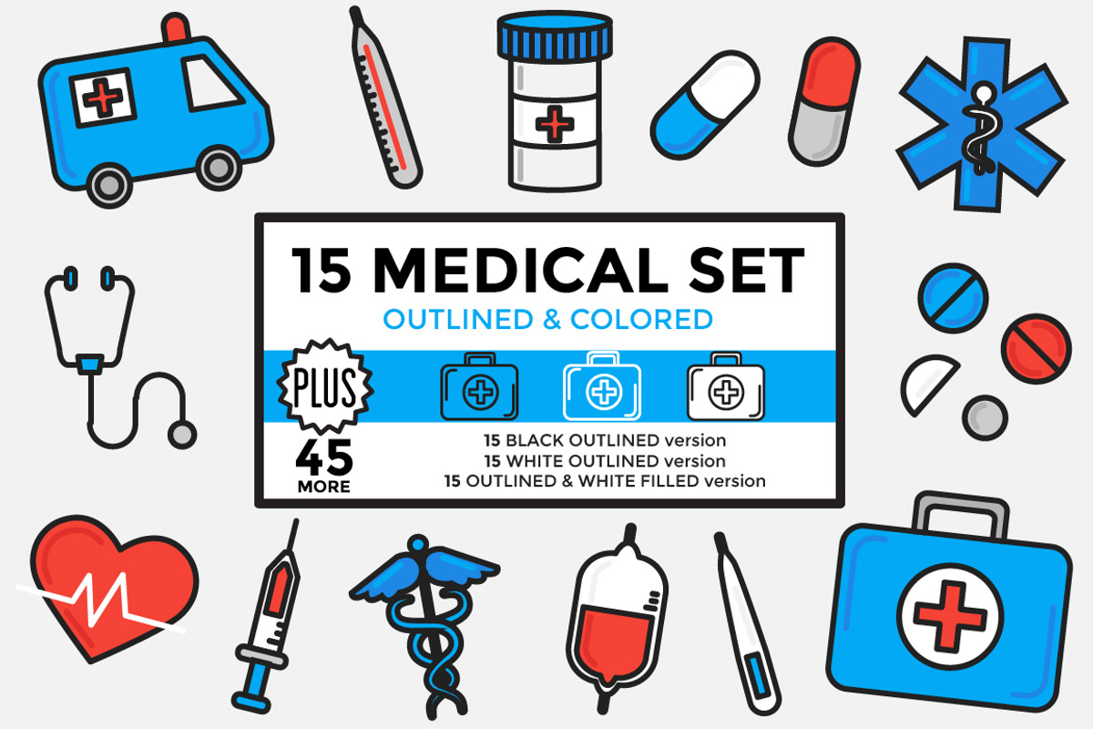 Medical Set Outlined & Colored, an Icon by DeniseUytiepo (Photo 1 of 5)