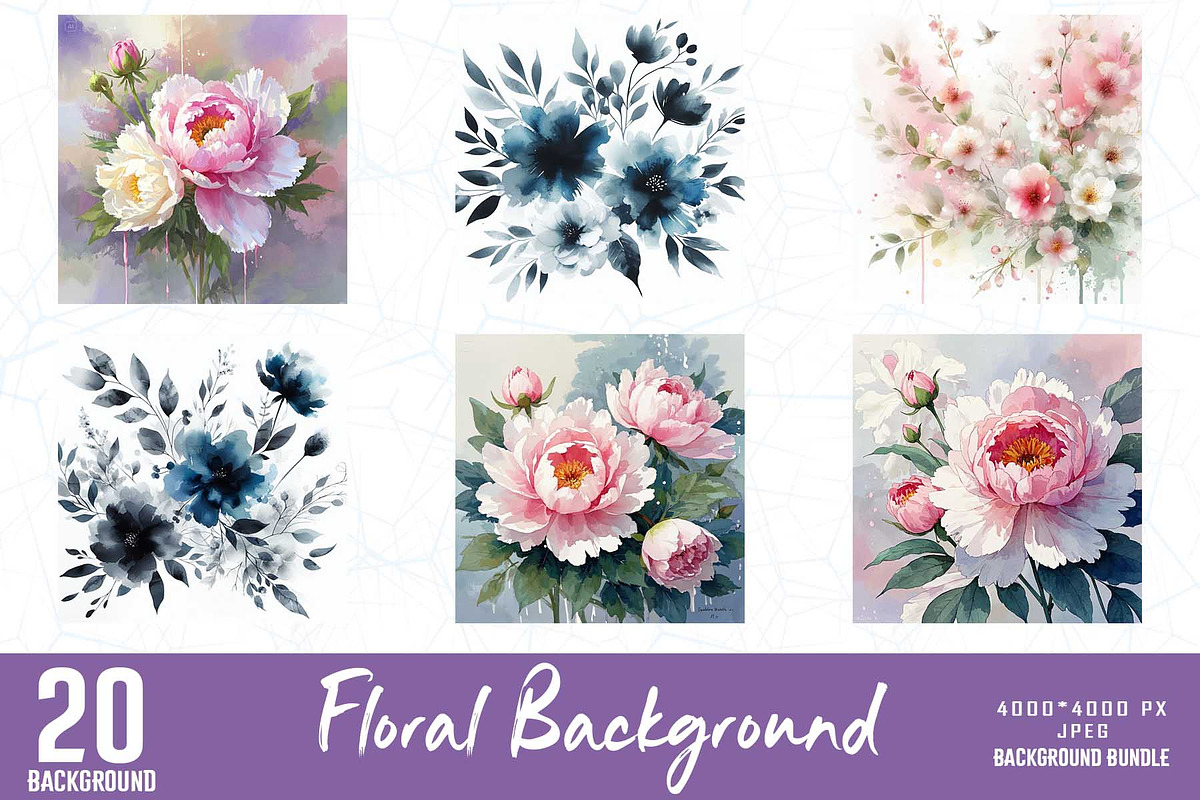20 Groovy Floral Background Bundle, an Illustration by Sofia's Fashion (Photo 1 of 2)