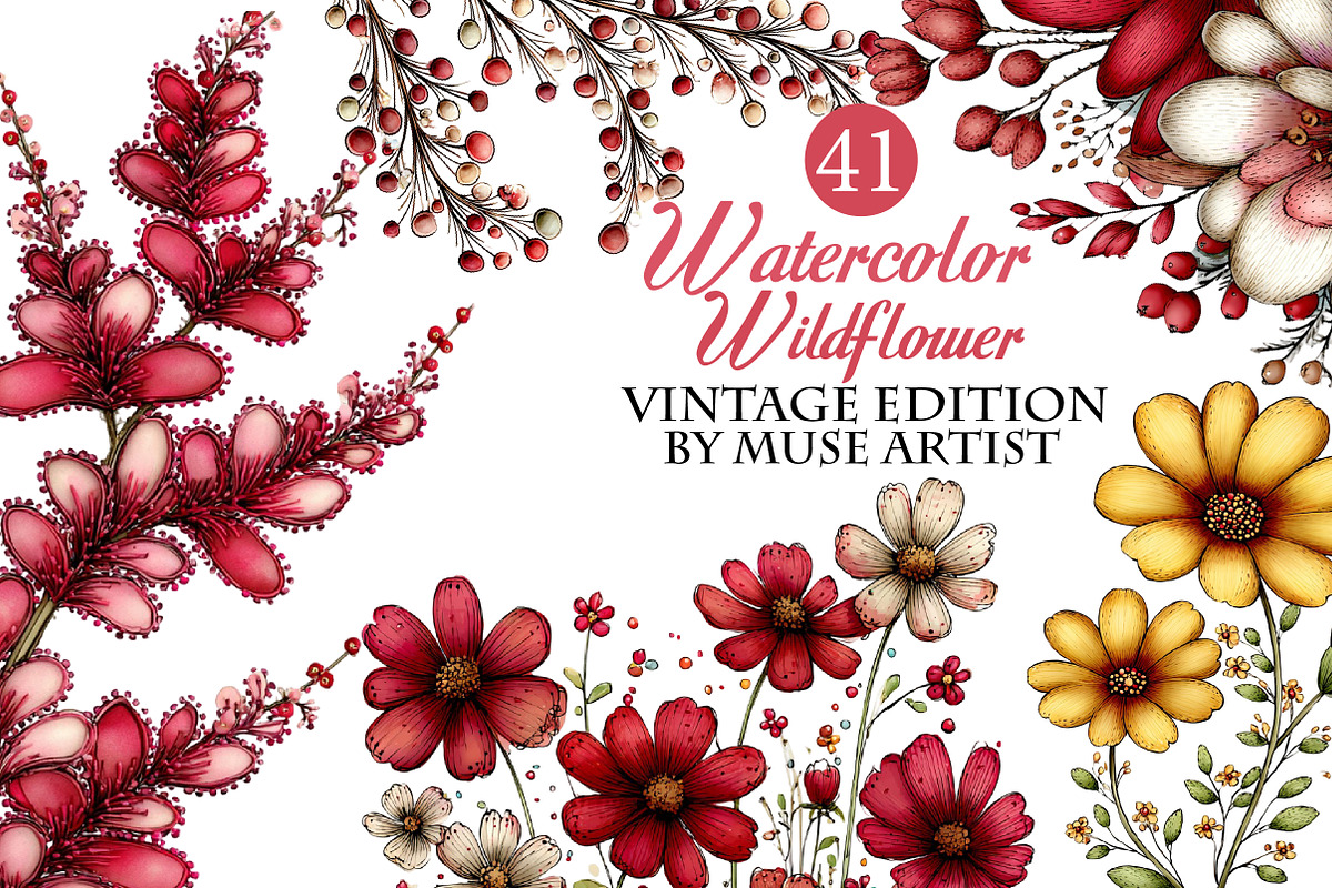 Watercolor Wildflower Clipart, an Illustration by DreamArtGraphic (Photo 1 of 8)