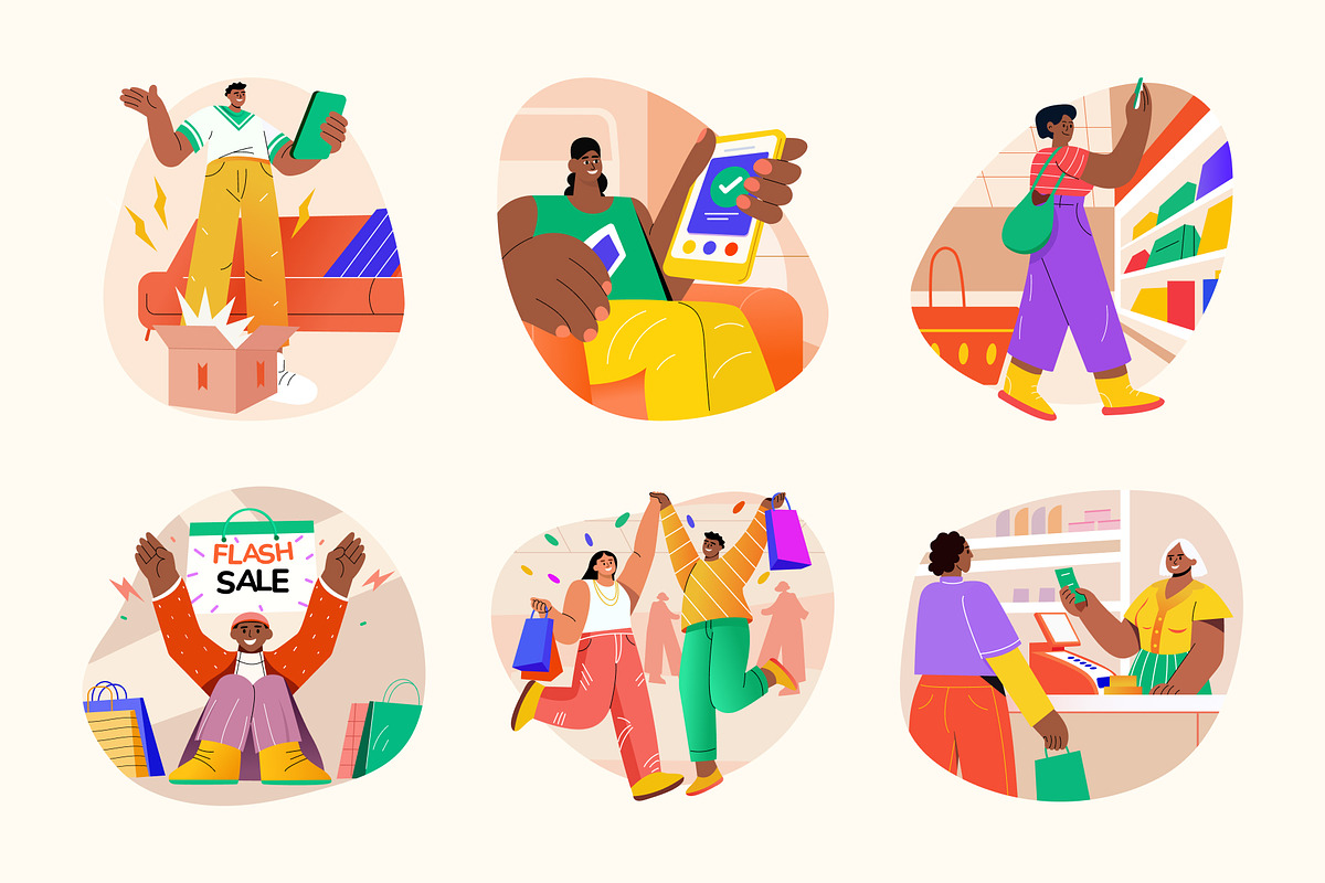 Shopping and Sale Vector Set, a Person Illustration by Prosymbols (Photo 6 of 9)