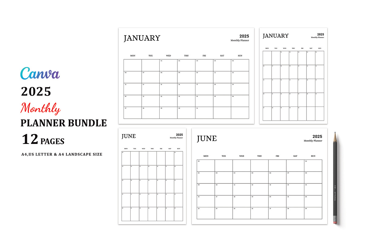 Monthly Planner 2025, a Stationery Template by Design Zone (Photo 1 of 5)