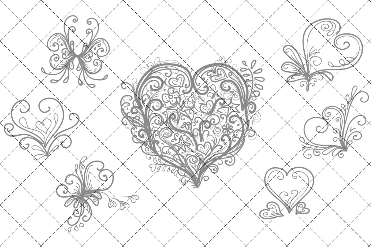 Stylized Hand Drawn Hearts preview 2