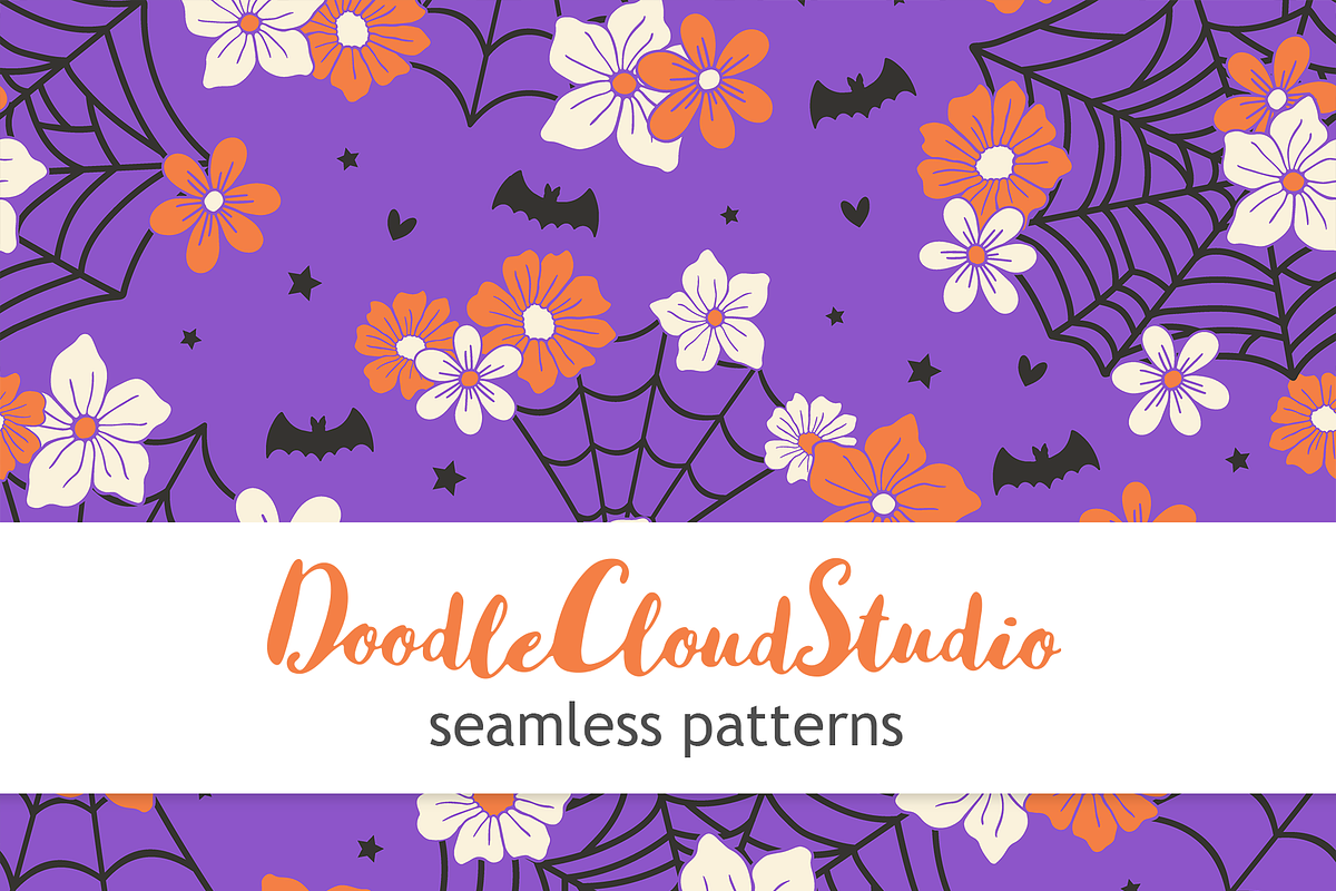 SET of 4 Halloween Seamless Pattern, a Pattern Graphic by Doodle Cloud Studio (Photo 4 of 4)