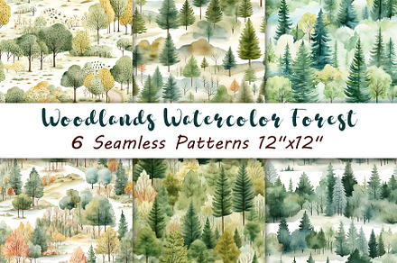 Watercolor Forest Seamless Patterns, a Texture Illustration by PassionPNGcreation
