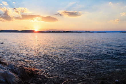 Aegean sea coast landscape, sunset view from Karidi beach (Chalk, a Nature Photo by YuriyB