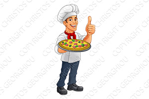 Chef Cartoon Pizza Cook Food Man, a Person Illustration by Christos Georghiou
