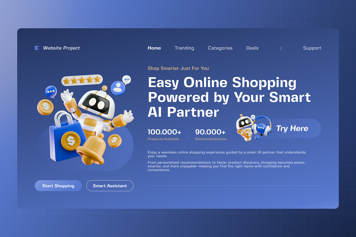 Robot Shopping 3D Illustration Pack, an Object 3D Model by Tempcraft (Photo 4 of 5)