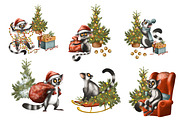 Lemur and Christmas, an Illustration by IrynaPanashii (Thumbnail 4 of 11)
