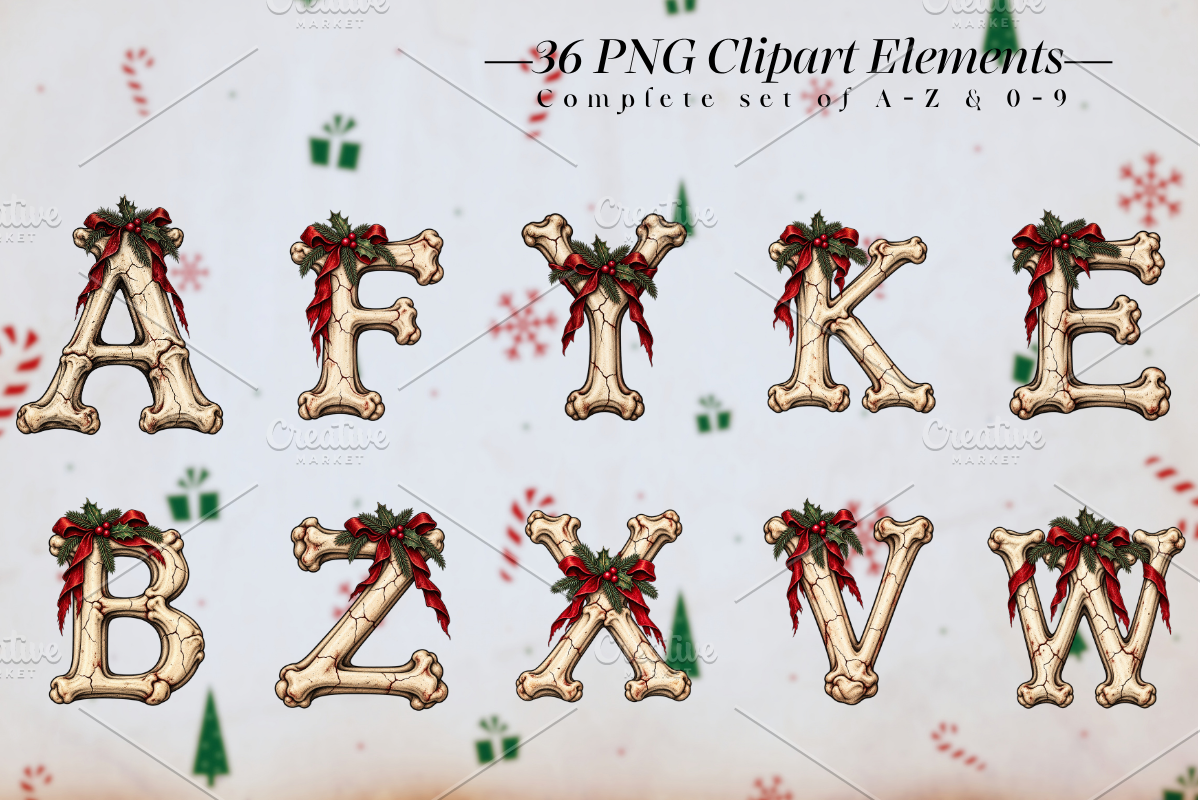 Horror Christmas Bone Alphabets, a Seasonal Illustration by Ink Gallery (Photo 2 of 5)