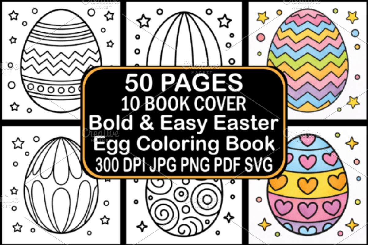 Bold & Easy Easter Egg Coloring Book, a Seasonal Illustration by Design Station (Photo 1 of 3)