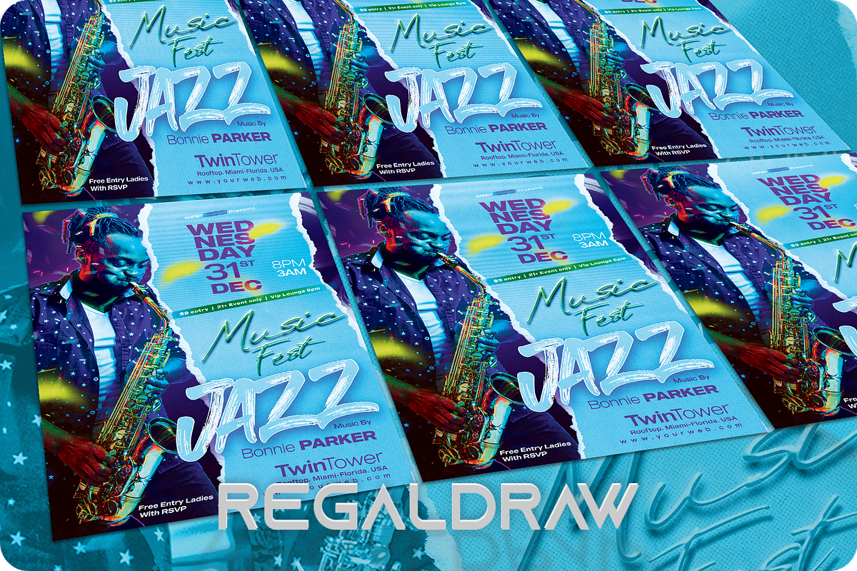 Jazz Music Festival Flyer, a Flyer Template by regalDRAW (Photo 3 of 3)