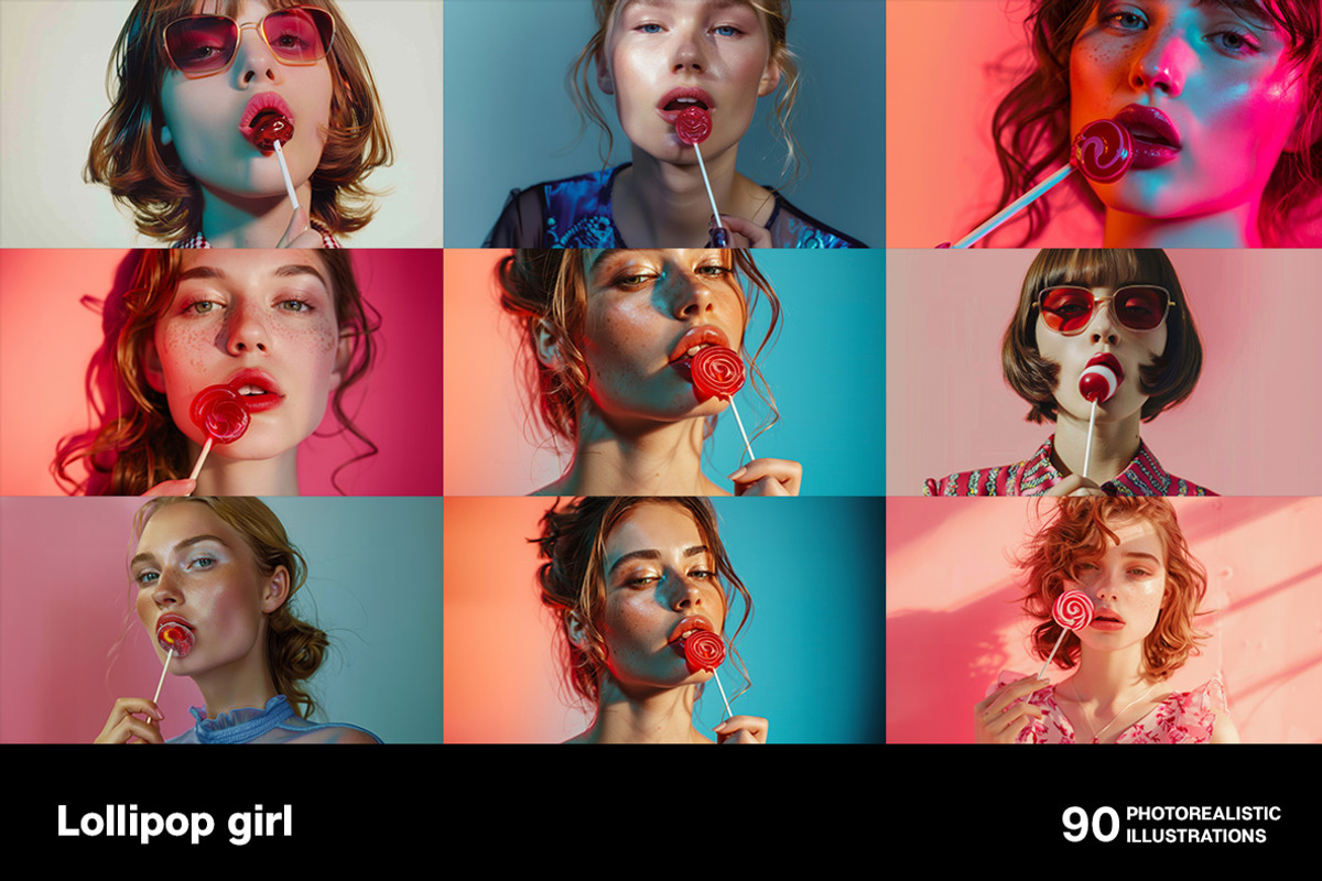 Lollipop girls. 90 images, a Person Illustration by Handmadefont (Photo 8 of 16)