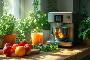 Fresh fruit preparation and juicing, a Photo by Tanuart