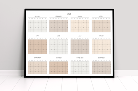 2026 Printable Large Wall Calendar, a Stationery Template by 3PointsCreative