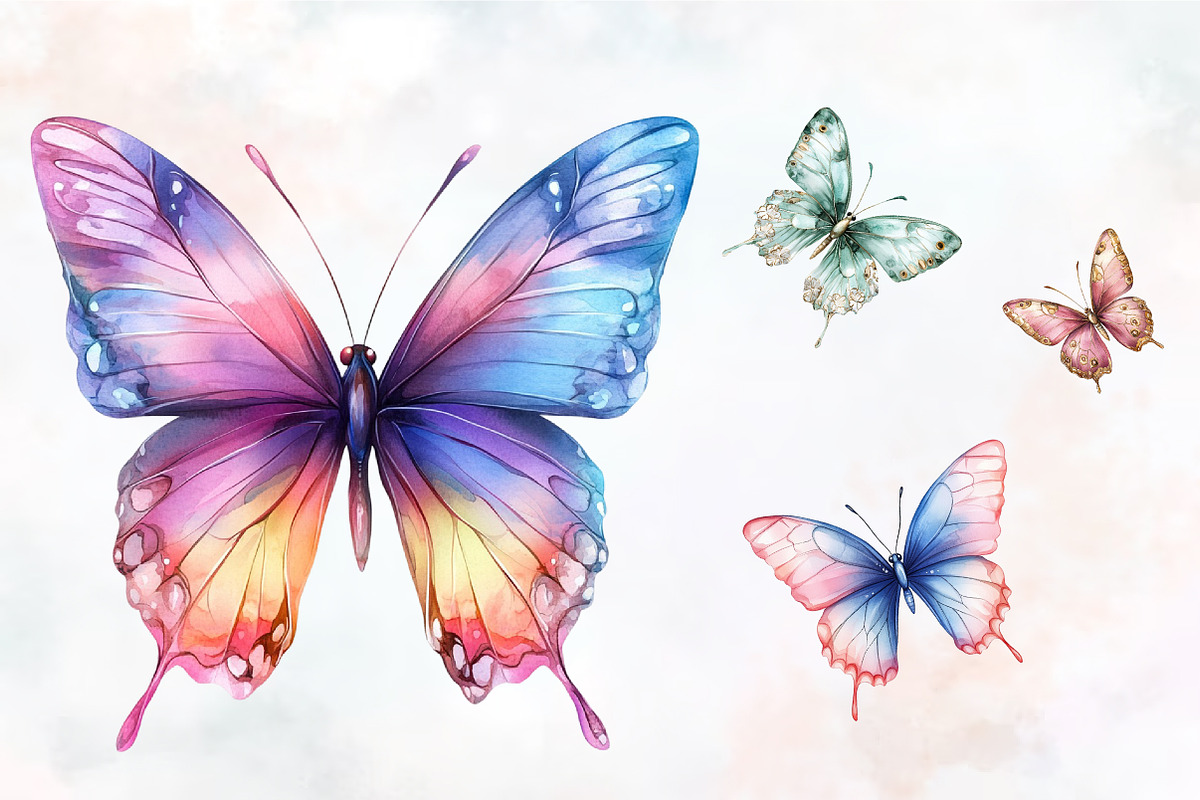Soft Girly Butterfly Clipart, an Illustration by RobertsArt (Photo 3 of 7)