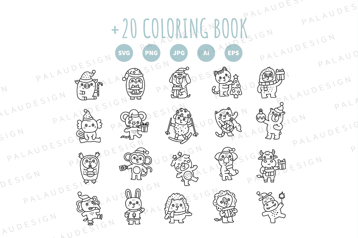 Christmas Animals Clipart Set, a Seasonal Illustration by Palau (Photo 9 of 10)