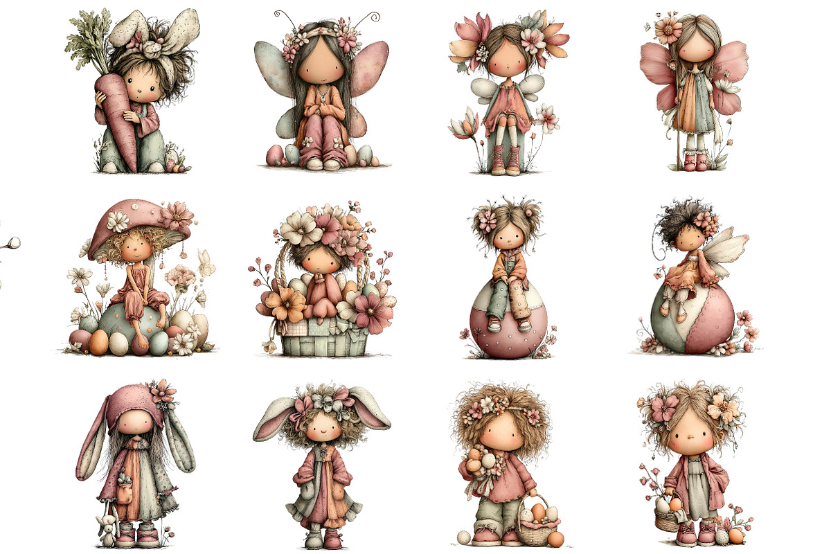 Whimsical Easter Fairy Clipart, an Illustration by DreamArtGraphic (Photo 2 of 5)