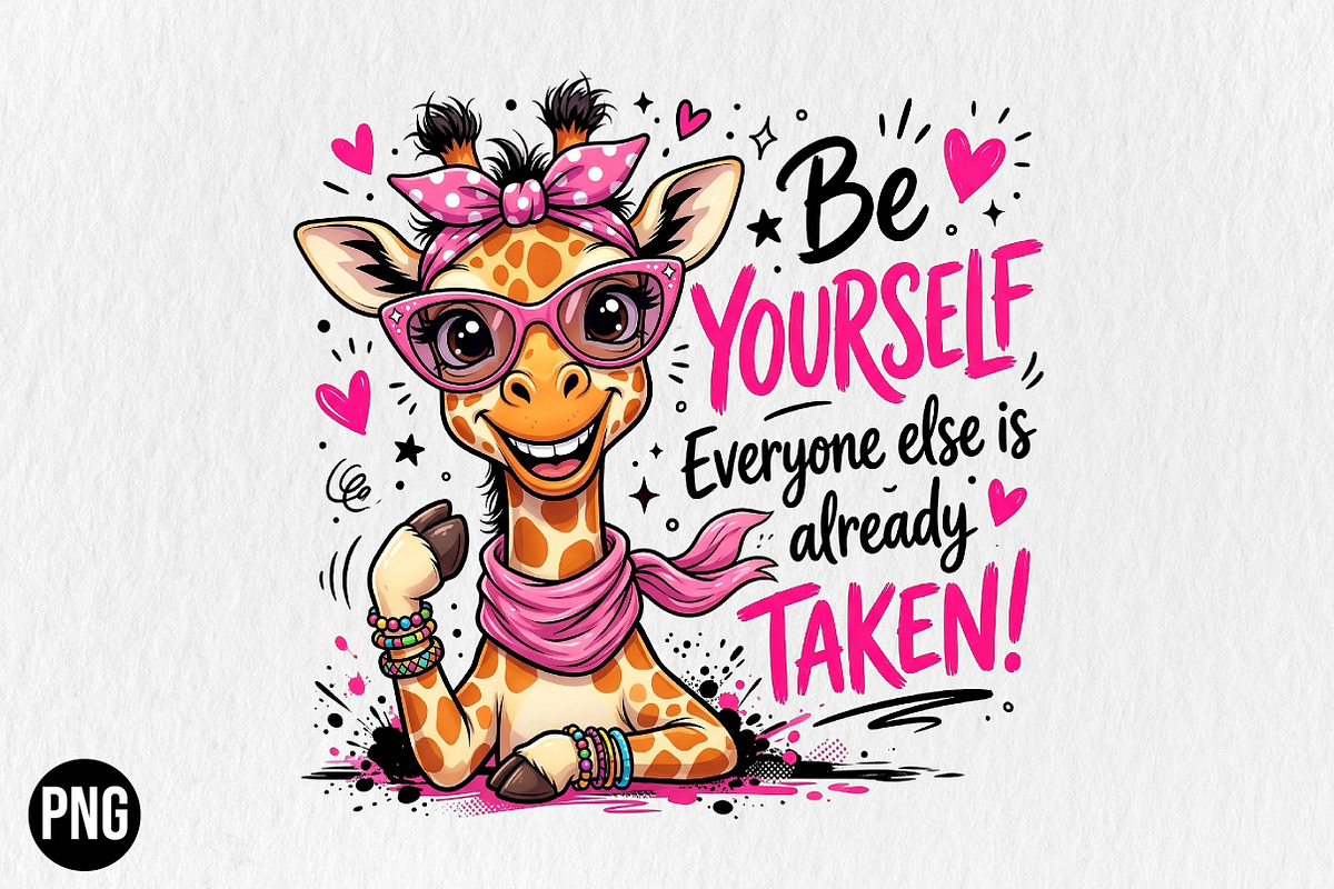 Be Yourself Giraffe Cute Rocker Girl, a Seasonal Illustration by CraftArtStudio (Photo 1 of 4)