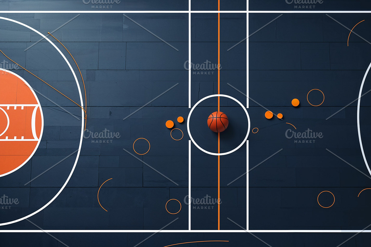Displaying top-down basketball court, an Illustration by wavebreak