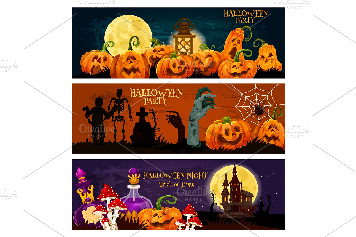Halloween holiday zombie night party, an Illustration by Vector Tradition