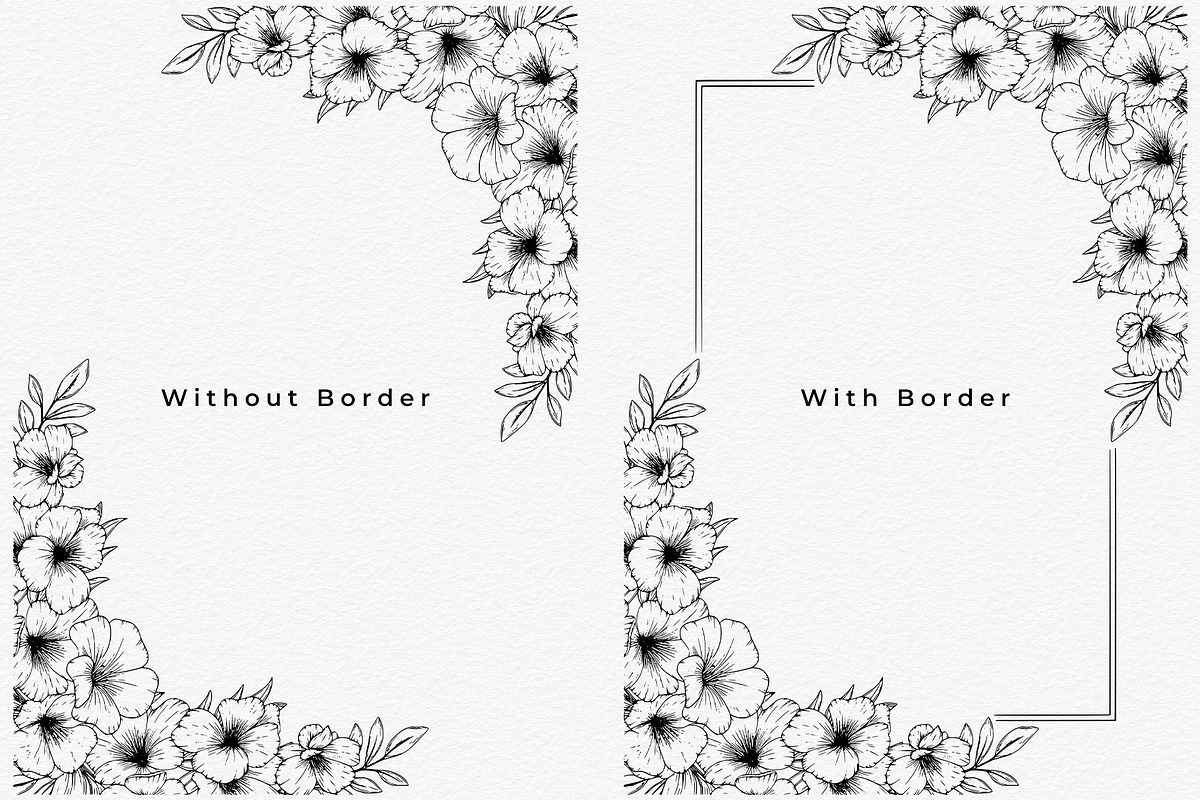 Wildflower Floral Decorative Borders, a Decorative Illustration by AW Studios (Photo 2 of 11)