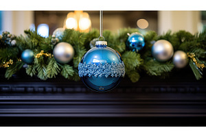 festive christmas ornament blue ai, a Holiday Photo by pikepicture