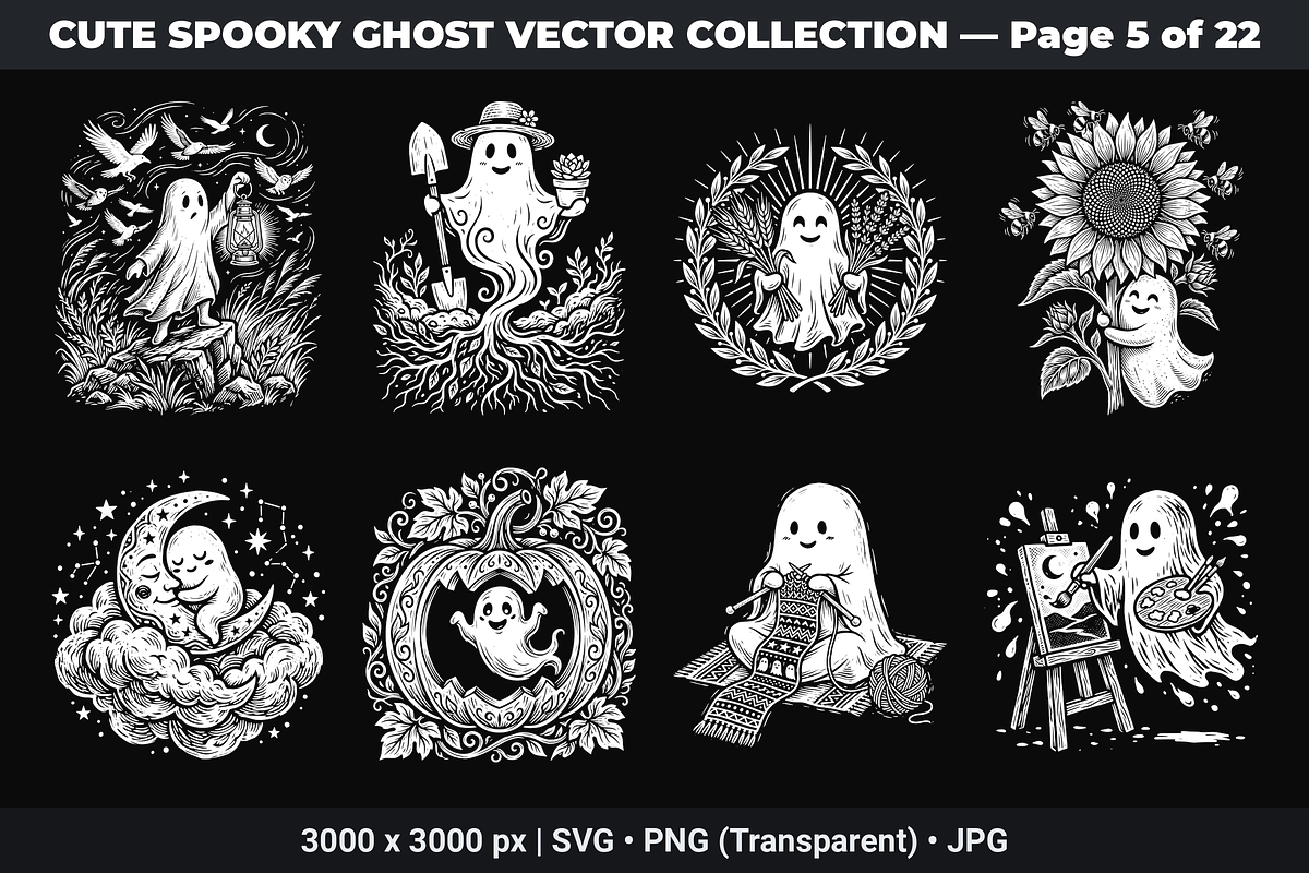 Cute Ghost SVG Bundle Vol - 01, an Object Graphic by XPERTDESIGNER (Photo 16 of 21)
