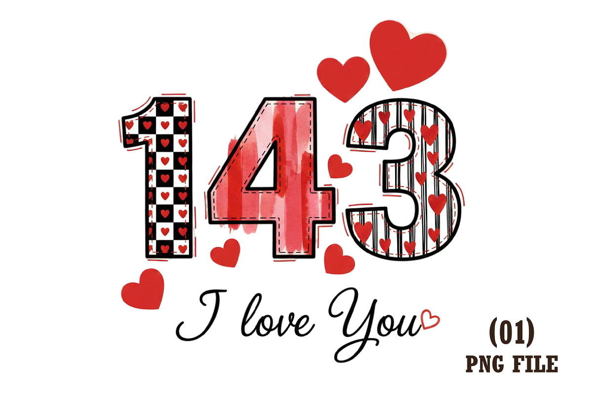 143 I Love You PNG, Valentine Png, an Illustration by DreamArtGraphic (Photo 1 of 6)