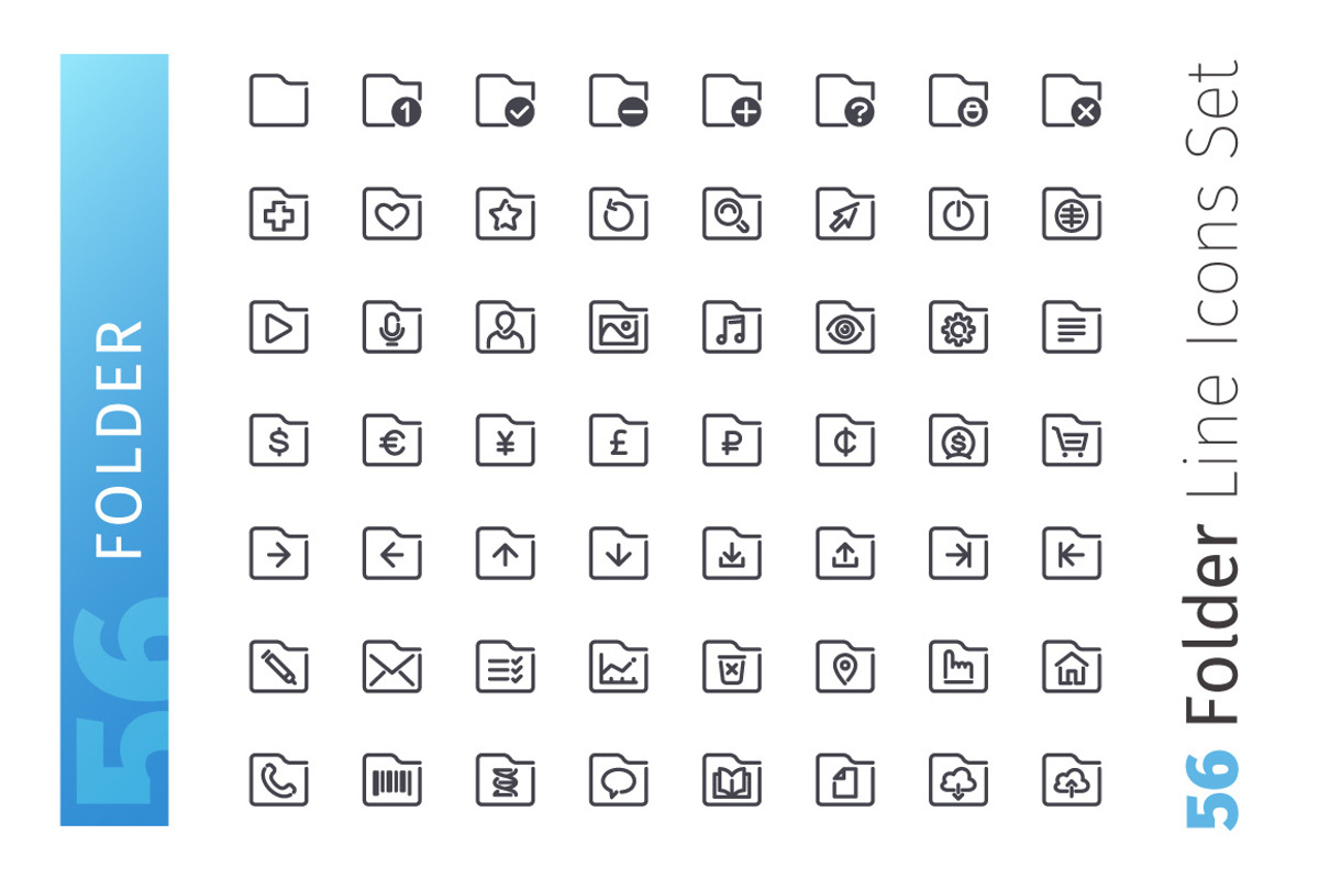 Folder Line Icons Set, an Outline Icon by Voysla's Shop (Photo 2 of 4)