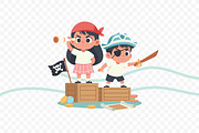 Kids Playing Pirate Flat Vector, a Person Illustration by Partikusi Design (Thumbnail 3 of 3)