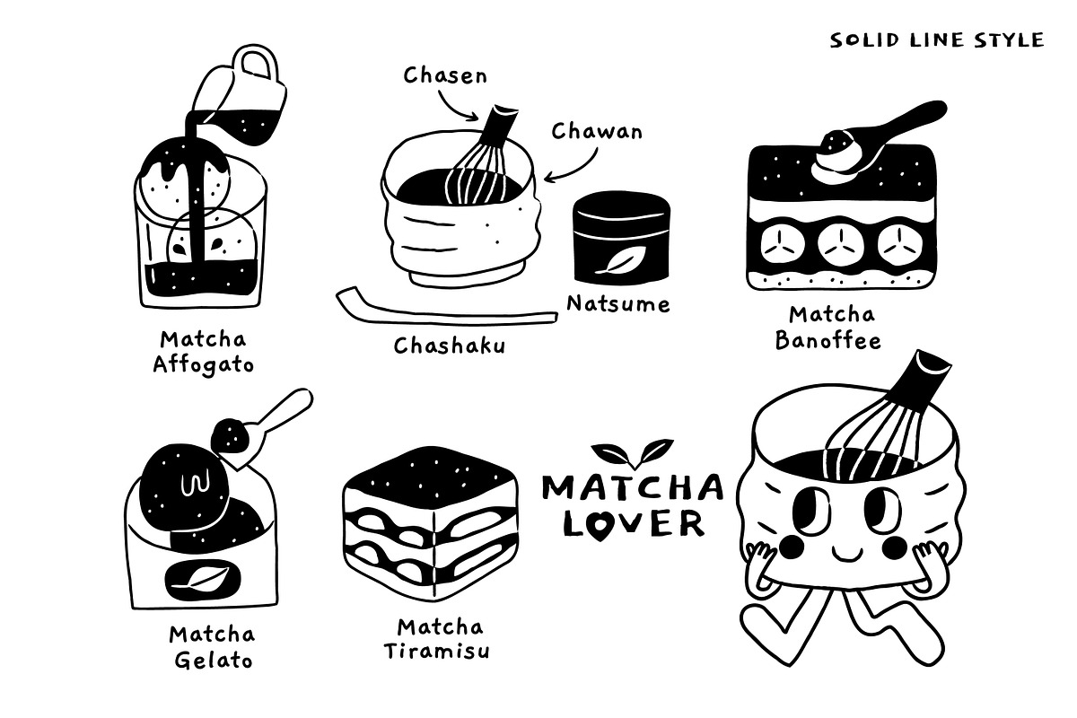 Matcha Lover: 20 Hand-drawn Cliparts, an Illustration by monkik (Photo 5 of 7)