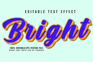 Bright 3d Editable Text Vector Effec