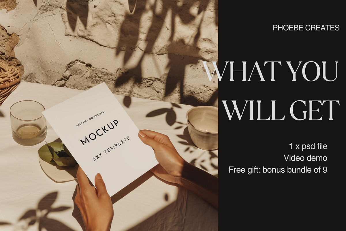 Boho Shadow 5x7 Invitation Mockup, a Product Mockup by PhoebeCreates (Photo 2 of 6)